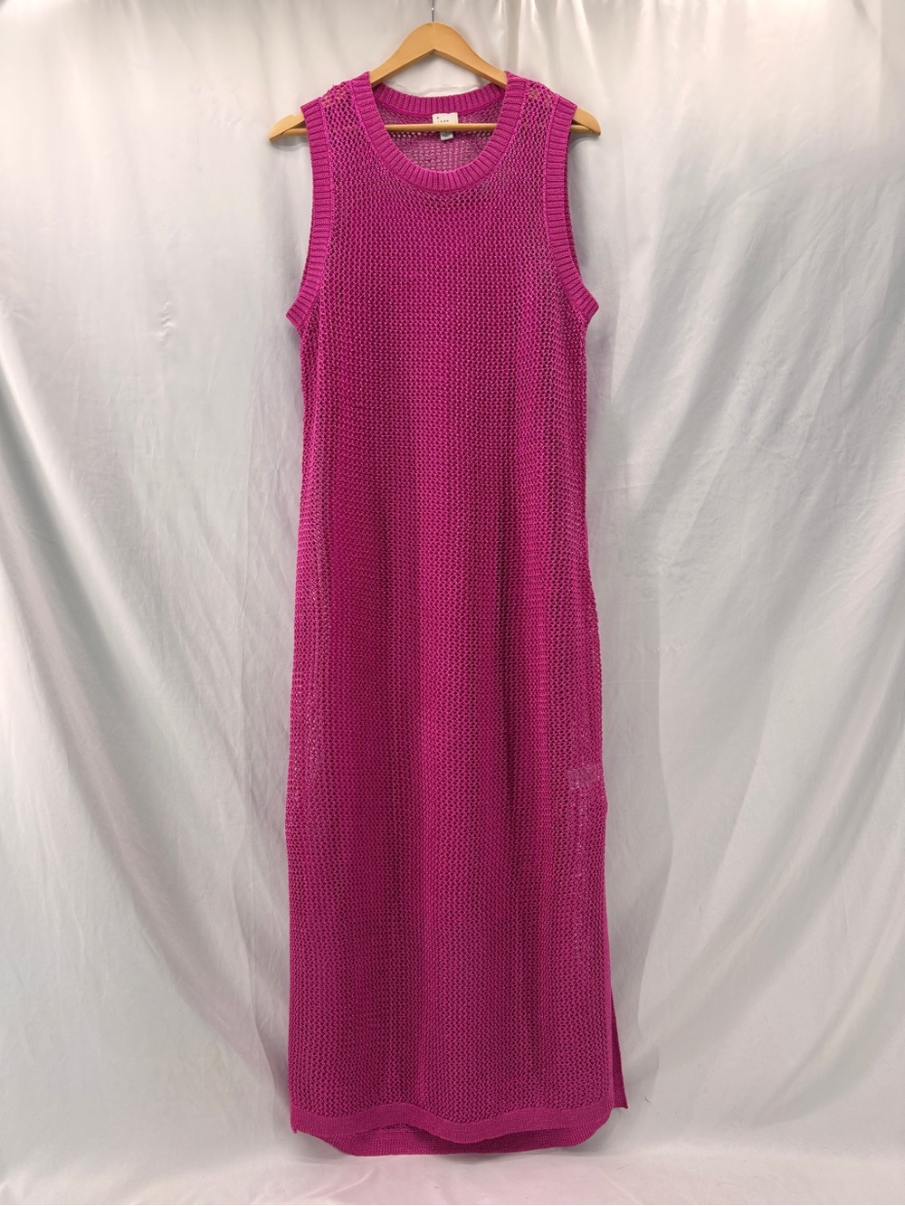 a new day Sleeveless Crochet Knit Maxi Dress Fuchsia Size Large Poolside Chic